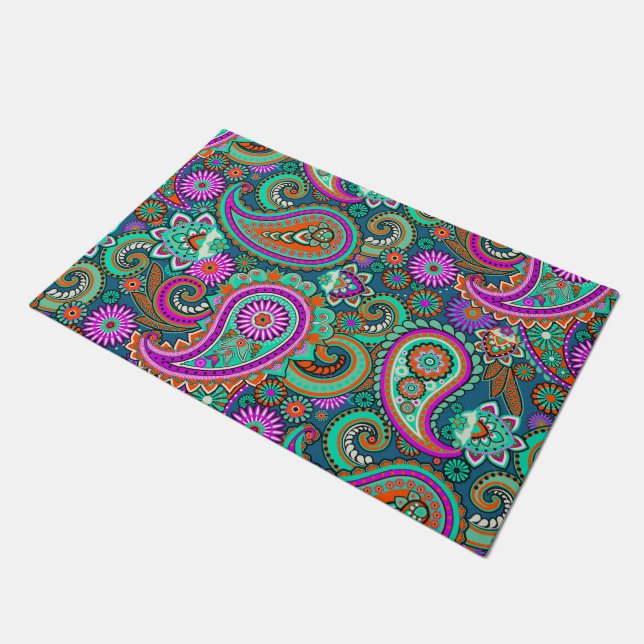Floral Paisley seamless pattern II + your ideas Doormat (Angled)