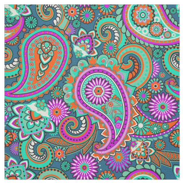 Floral Paisley seamless pattern II + your ideas Fabric (Swatch)