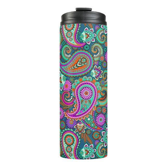 Floral Paisley seamless pattern II + your ideas Thermal Tumbler (Front)