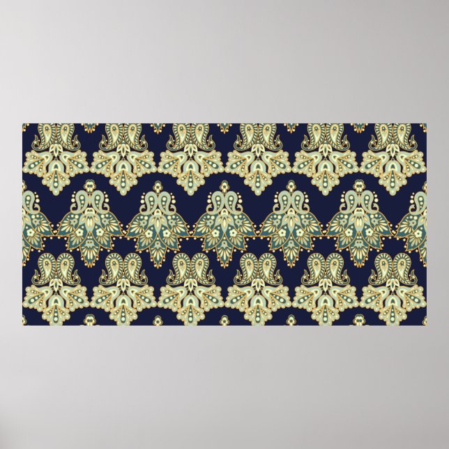 Floral paisley seamless pattern. illustration in A Poster (Front)