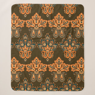 Floral paisley seamless pattern. Vintage illustrat Sherpa Blanket