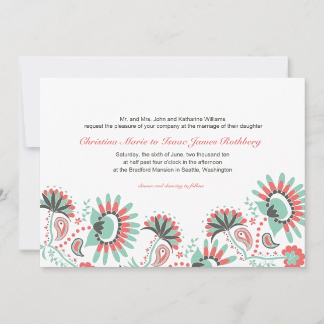 Floral Paisley Wedding Invitation (Front)