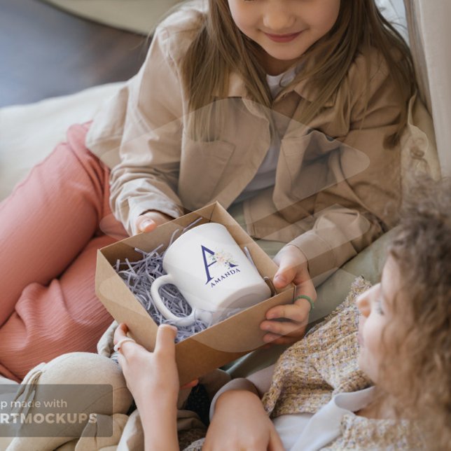 Floral Pale Pink Watercolors Bouquet Monogram Mug (Creator Uploaded)
