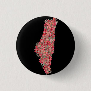 Floral Palestine map art-freedom for palestinians 3 Cm Round Badge