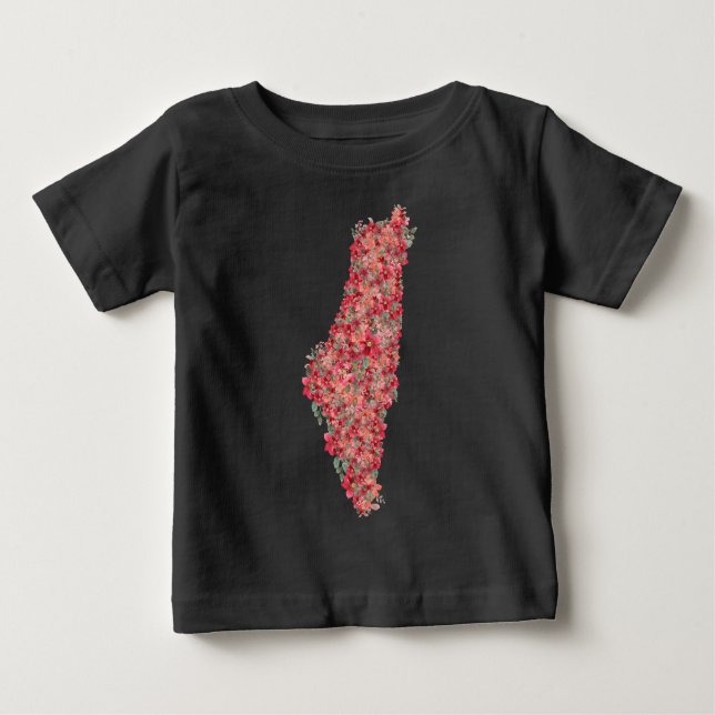 Floral Palestine map art-freedom for palestinians  Baby T-Shirt (Front)