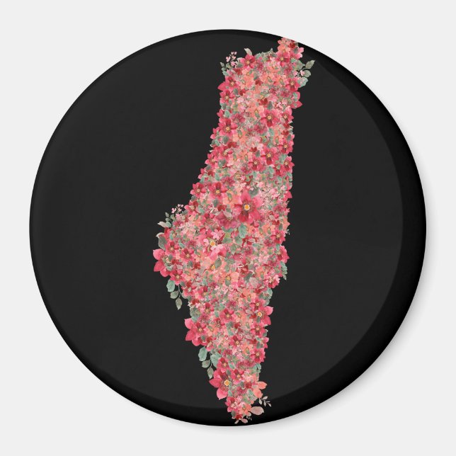 Floral Palestine map art-freedom for palestinians  Magnet (Front)