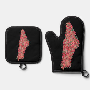 Floral Palestine map art-freedom for palestinians  Oven Mitt & Pot Holder Set