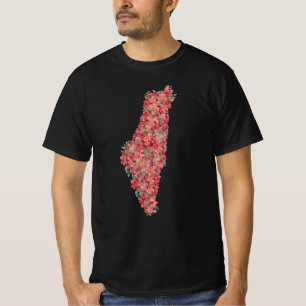 Floral Palestine map art-freedom for palestinians  T-Shirt