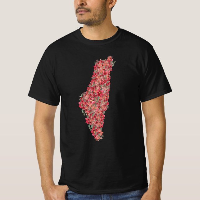 Floral Palestine map art-freedom for palestinians  T-Shirt (Front)