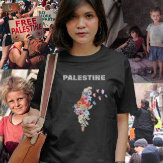 Floral Palestine Map Design | Pro Palestine T-Shirt