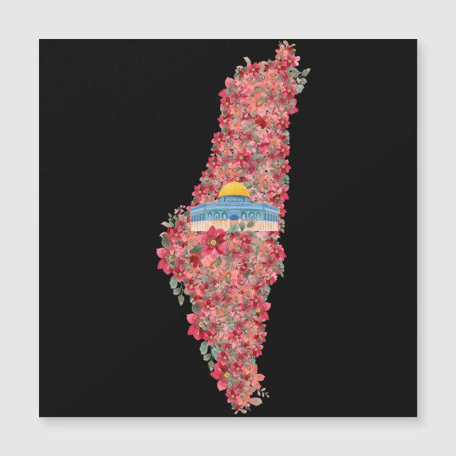 Floral Palestine map Dome of Rock al quads Gift  (Front)