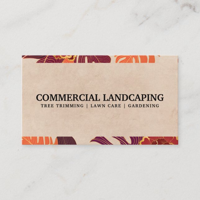 Floral Palm Leaves Pattern Background Business Card (Front)