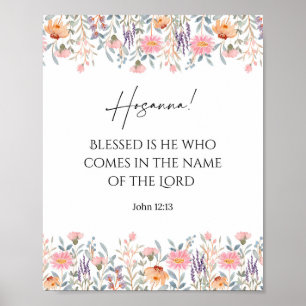 Floral Palm Sunday Scripture Print   Hosanna Bible
