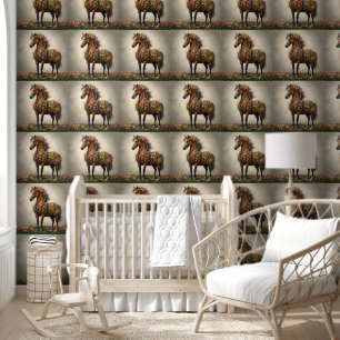Floral Palomino Pony Acrylic Art, Wallpaper