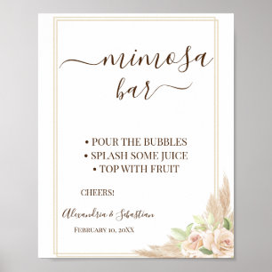 Floral Pampa Grass Mimosa Bar Bridal Shower Sign