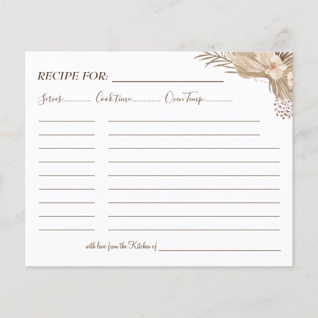 Floral Pampa Grass Recipe Card (Front)