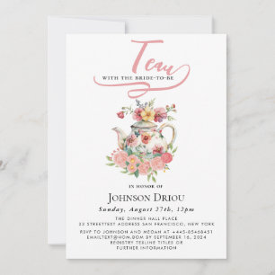 Floral Pampas Grass Bridal Shower Tea Party Invitation