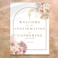 Floral Pampas Grass Confirmation Welcome Sign