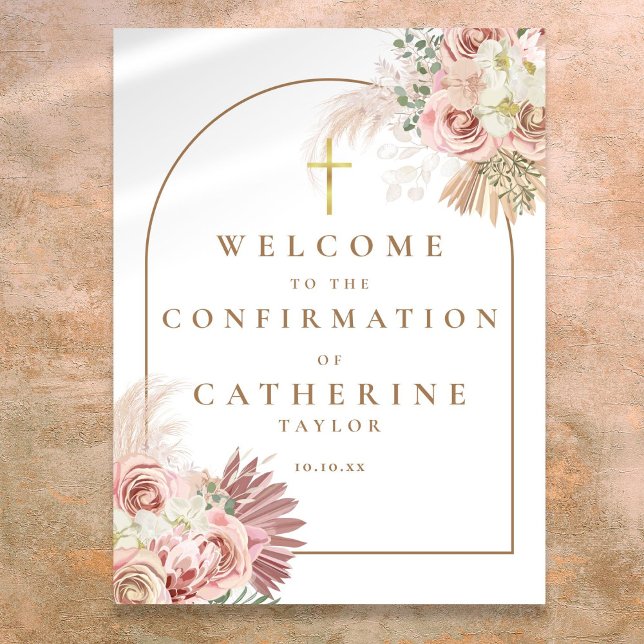 Floral Pampas Grass Confirmation Welcome Sign (Floral Pampas Grass Confirmation Welcome Sign)