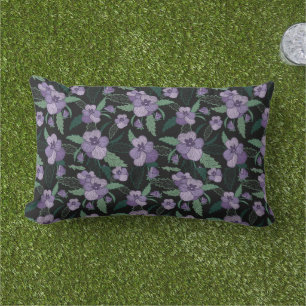 Floral Pansy with Foliage on Dark Background Outdo Lumbar Cushion