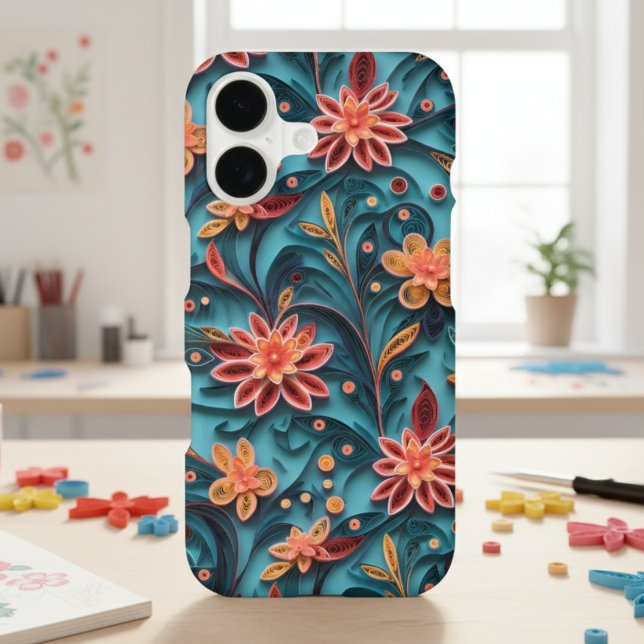 Floral Paper Art Pattern iPhone 17 Case (Feel creative with this floral iphone 17 case!)