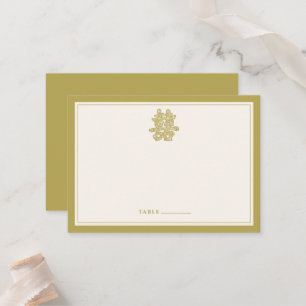 Floral Paper Cut Double Happiness Chinese Wedding Place Card