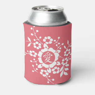 Floral Paper Cuts - Lovely Pink Kanji Can Cooler