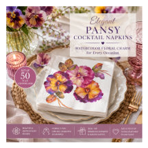 Floral Paper Napkins Pansy (Set of 50)