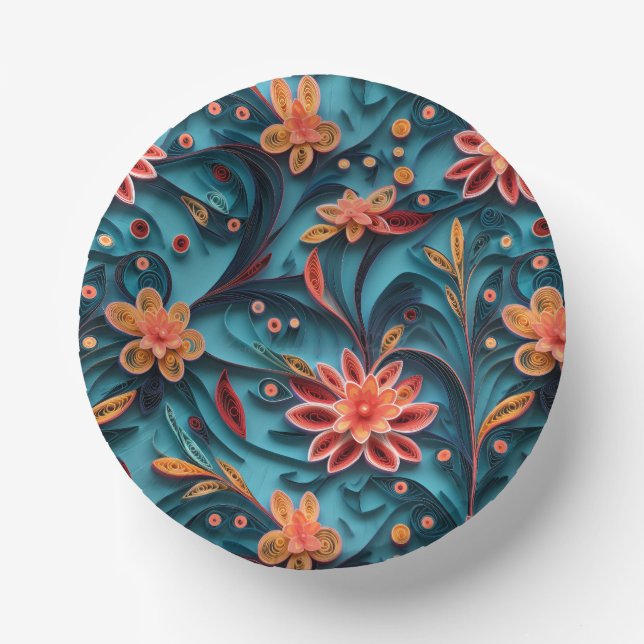 Floral paper pattern Paper Bowls Paper Plate (Front)