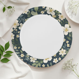 Floral paper plates - Green party supplies