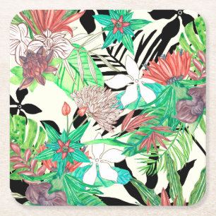 Floral Paradise II Square Paper Coaster