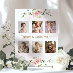 Floral parent to be photo baby shower poster