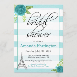 Floral Paris Bridal Shower Invitation - Watercolor