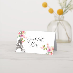 Floral Paris Eiffel Tower Place Cards