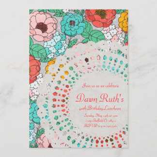 Floral Party Bridal Luncheon garden doily invite
