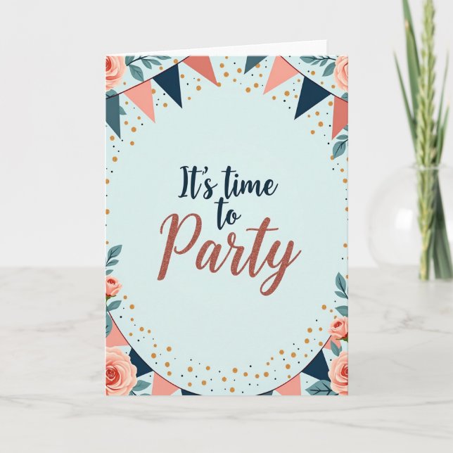 Floral Party Invitation Card (Front)