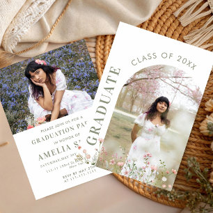 Floral Party Wildflower Graduation Garden Senior  Invitation