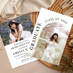 Floral Party Wildflower Graduation Garden Senior Invitation