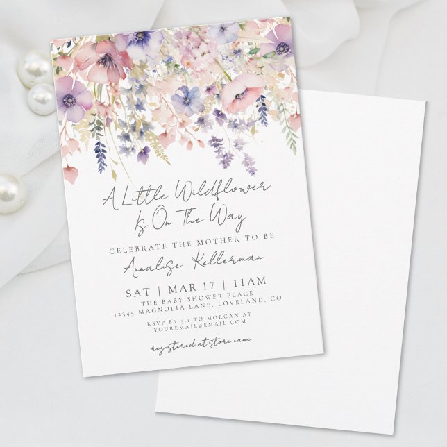 Floral Pastel A Little Wildflower Baby Shower Invitation (Floral Pastel A Little Wildflower Baby Shower Invitation )