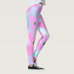 Floral Pastel Abstract Faux Holographic Pink Candy Leggings