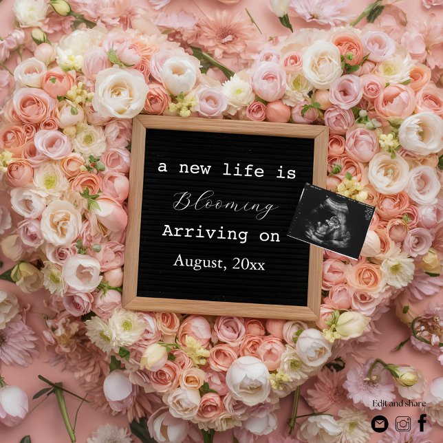 Floral Pastel Baby Reveal pregnancy announcement  (Creator Uploaded)