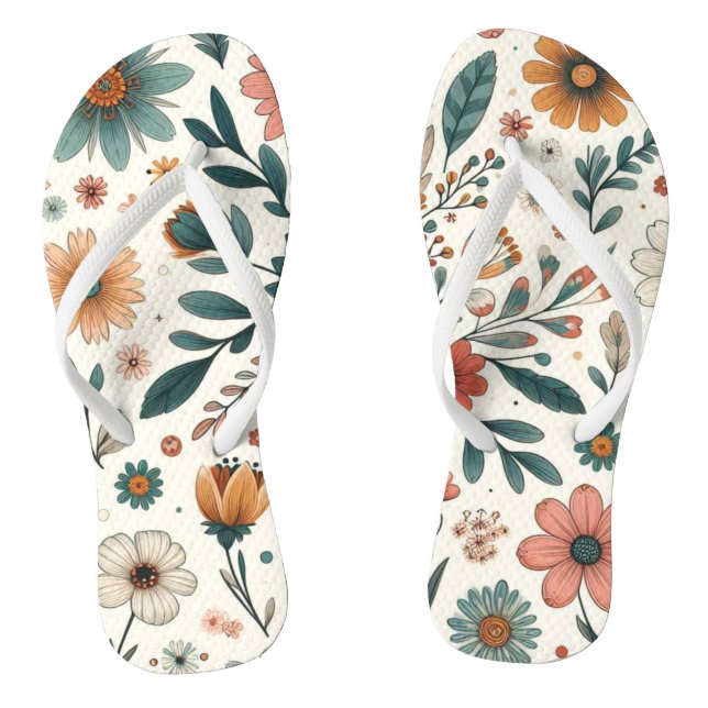 Floral Pastel Blossoms Thongs (Footbed)