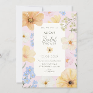 Floral pastel colour bridal shower invitation