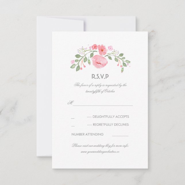 Floral Pastel Flowers Wedding RSVP Card (Front)