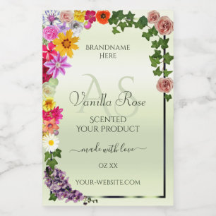 Floral Pastel Green Product Labels with Initials