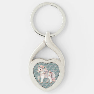 Floral Pastel Horse Fantasy Illustration Key Ring