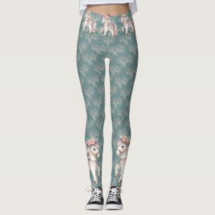 Floral Pastel Horse Fantasy Illustration Leggings