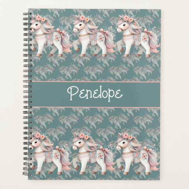 Floral Pastel Horse Fantasy Illustration Planner (Front)