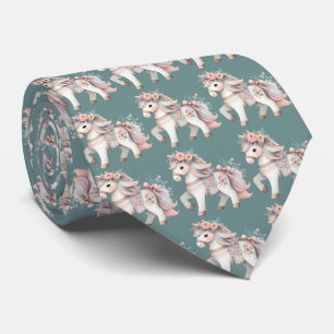 Floral Pastel Horse Fantasy Illustration Tie
