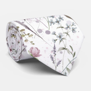 Floral pastel levander Neck Tie
